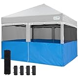 Quictent 10'x10' Pop up Canopy Tent with Netting Screened, Outdoor Instant Portable Gazebo Screen House Room Tent -Fully Sealed, Waterproof & Roller Bag Included (Blue)