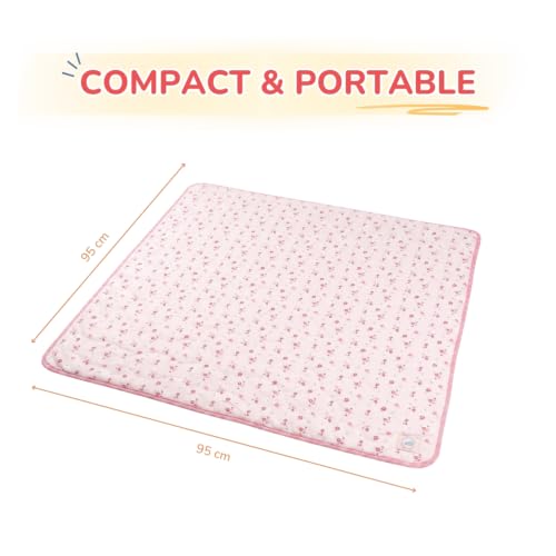 Image of TIDY SLEEP Waterproof Baby Messy Mat | Multipurpose Splash Mat for Under High Chair, Art & Craft, Feeding, Playtime | Anti-Slip, Easy Clean, Foldable | 95x95 cm | Blossom Pink