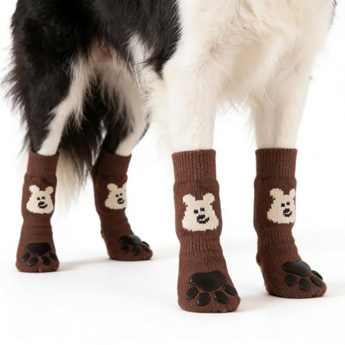 pet dogg Socks - Paw Grip Booties, Soft Anti Slip Strap Foot Covers | Suitable for Small Medium Large Breeds Indoor Floors Livin