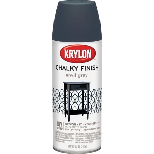 Image of Krylon CHALKY FINISH 12 Oz. Ultra Matte Chalk Spray Paint, Anvil Gray - 1 Each