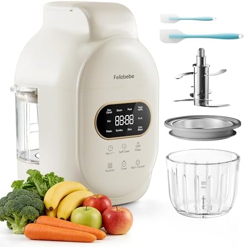 Felizbebe Glass Baby Food Maker,Baby Food Steamer and Blender,Bab...