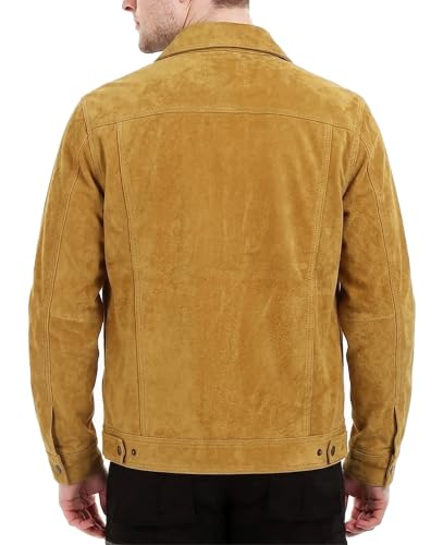 Image of LP-FACON Mens Western Style Trucker Suede Leather Jacket | Cowboy Jacket Collection