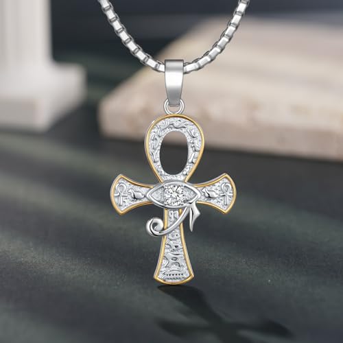 Ankh Necklace 925 Sterling Silver Ankh Eye of Horus Necklace Egyptian Jewelry Gifts for Men Women2