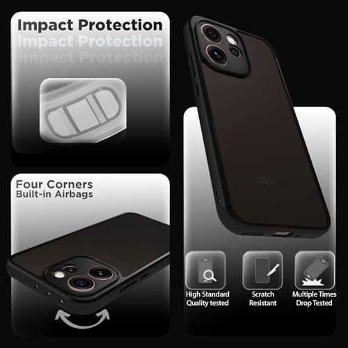 Image of RIGGEAR Shockproof Sleek Hybrid Armor Back Cover Case for Oppo Reno15 Pro, Reno 15 Pro 5G (Smoke Black Matte PC + Black TPU Bumper)