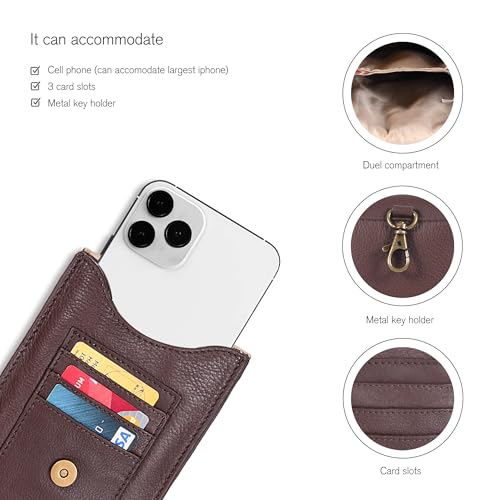 Image of Oak Leathers Small Crossbody Bag For Women - Mini Cell Phone Purse - Crossover Wallet Bag With Adjustable Shoulder Strap