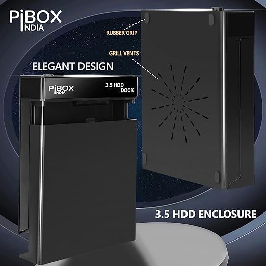 Image of (Refurbished) PiBOXIndia Hard Drive Enclosure,USB 3.0 External Hard Drive Docking Station for 3.5 /2.5 Inch SATA Hard Drives /SSD with 16 TB+, Tool-Free HDD Enclosure D6419E-FLAT - Black