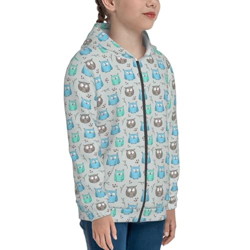 Owl Kids Pullover Hoodies Boys Zip Up Sweatshirts Girls Athletic Clothes with Pocket4