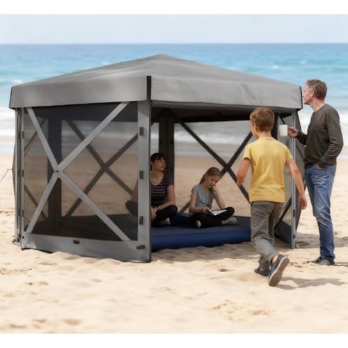 Hexagonal Pop Up Canopy Tent Sidewalls Dark Gray Fiberglass