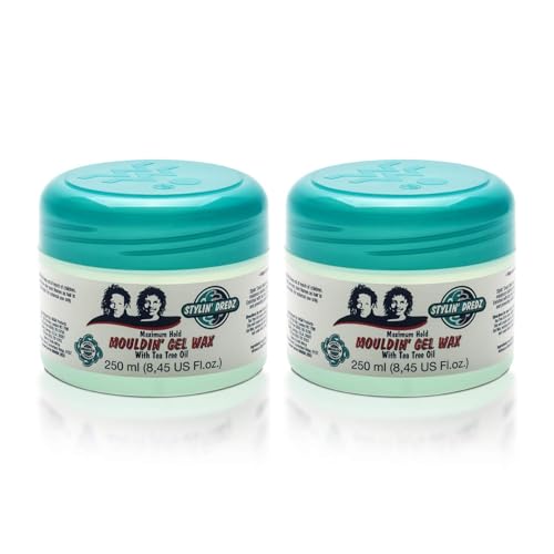 Stylin Dredz Mouldin' Gel Wax - Loc n Twist Gel - Dreadlock Gel Wax with Tea Tree Oil - 250 ml Pack of 2