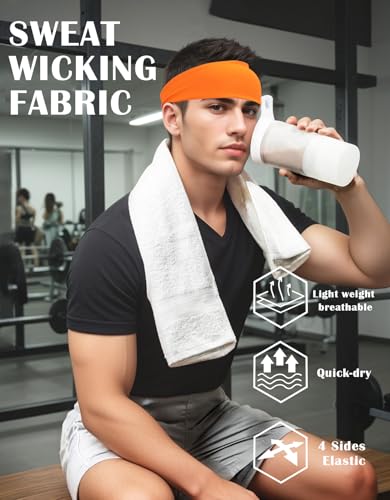 Image of Headbands for Men & Women, Sweat Headband Non-Slip Sweatband Sports Running Cycling Yoga Basketball Workout Football Training