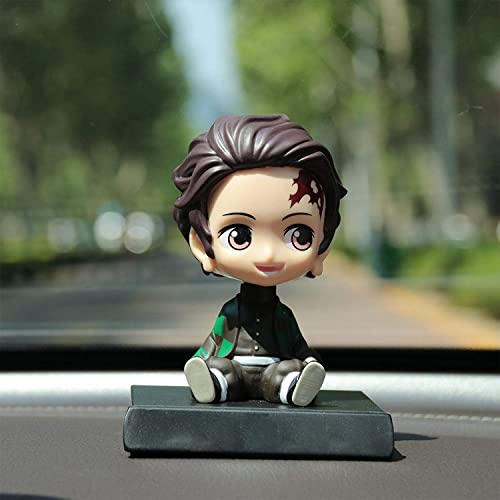 Image of Super Hero Action Figure Limited Edition Bobblehead with Mobile Holder for Car Dashboard, Office Desk & Study Table (Tanjiro)