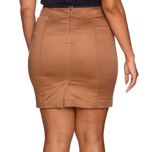 Saia Jeans Feminina Marrom com Zíper Carol (BR, Numérico, 42, Regular, Regular, Marrom)