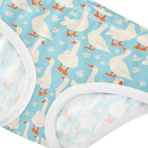 Girls' Underwear White Duck Flower Cotton Stretch Comfort Toddler Panties4