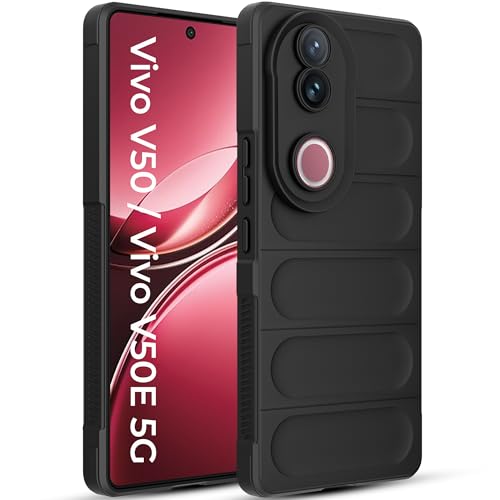 Image of A rtistque Back Cover Case for iQOO Z10R 5G / Vivo V50 5G / Vivo T4R 5G / V50E 5G / V50 Elite Edition | with Inner Fabric | Stylish AirBag Case | Liquid Silicone | Anti Slip Grip | Back Cover - Black