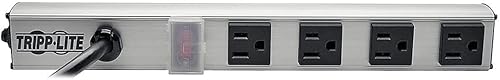 Tripp Lite Regleta de alimentación de 4 tomas, cable de 10 pies con enchufe NEMA 5-15P, 12 pulgadas, metal (PS120410), grisnegro disponible en Yaxa Venezuela