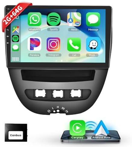 Autoradio Android 10.1″ 4G+64G Pour Toyota Aygo / Peugeot 107 / Citroën C1 2004-2014 – Wireless CarPlay & Android Auto
