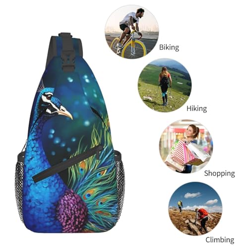Bolso cruzado de pecho para hombre mochila bandolera color pavo real miniatura 6