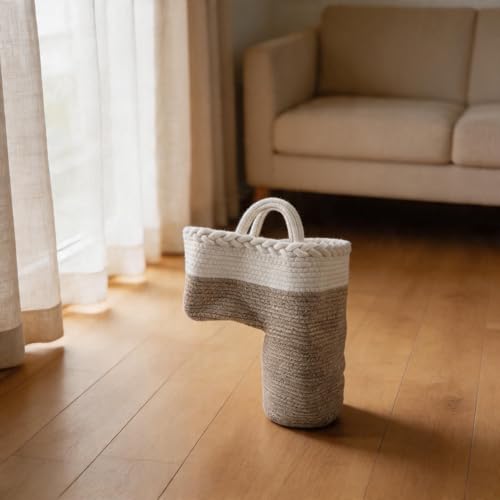Cesta de escalera FACAIIO de lino con asas para almacenamiento compacto 5
