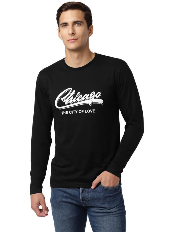 Image of UrbanMark Mens Regular Fit Round Neck Full Sleeves Printed T Shirt