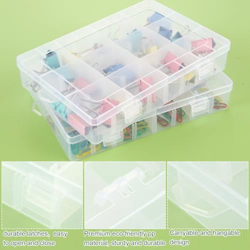 Image of APACALI 12 Pack 12 Grids Plastic Organizer Box with Dividers, 18 Compartment (+stickers), Tackle Box Organizers and Craft Storage Clear Small Parts Organizer, Fishing Organizer Box for Art DIY Beads
