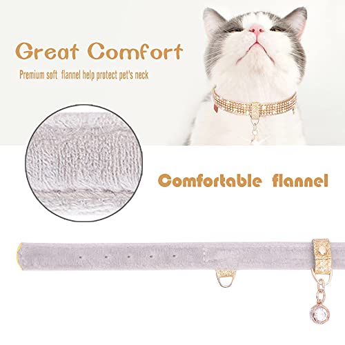 Image of Cat Collar, Dog Collar, [Bling Rhinestones] Adjustable Collars for Small Dog and Cat Small Gold