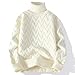 Muscularfit Men Plus Size Turtleneck Sweaters Knitted Long Sleeve High Neck Casual Ribbed Pullover Shirt Regular Fit Knitwear Cardigan Sweater White XL