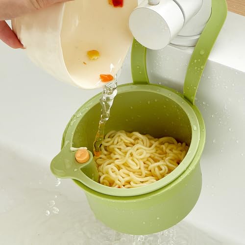 2025 Self-Cleaning Kitchen Sink Food Waste Catcher Faucet Hanging, Multi-Purpose Kitchen Sink Strainer with Push-Button Open Lid, Removable Draining Basket for Home Kitchen Bathroom (1, Green)