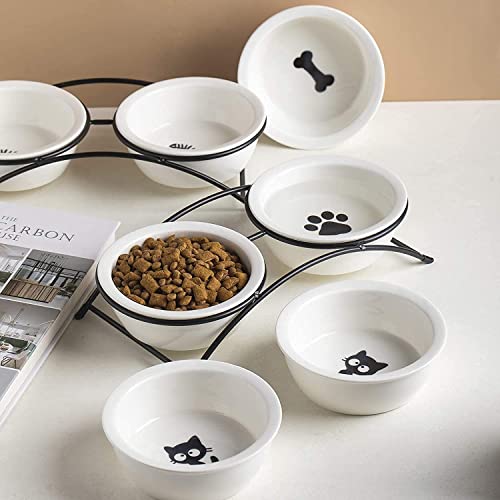 KitchenLeStar Cat & Dog Bowls - Ceramic Elevated Pet Raised Cat Food Bowls Set, 12 Ounce Small Dogs Bowls, Dishwasher Safe by KITCHENLESTAR - Image 6