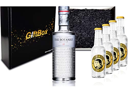 Gin Tonic Giftbox Geschenkset - The Botanist Islay Dry Gin 0,7l 700ml (46% Vol) + 4x Thomas Henry Tonic Water 200ml inkl. Pfand MEHRWEG + Geschenkverpackung