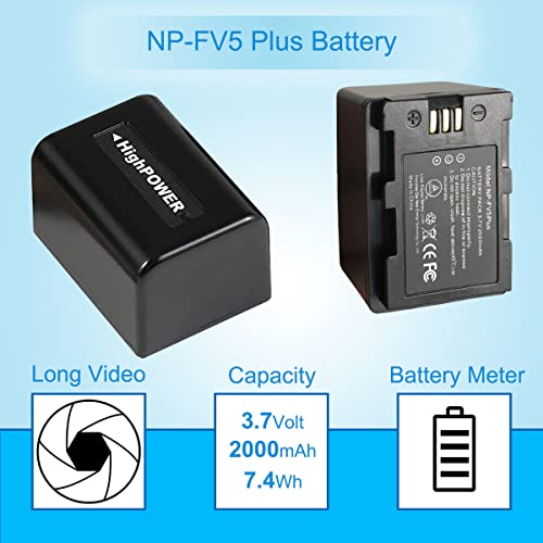 Cofunkool Camcorder Np-Fv5 Plus Battery Charger And Np-Fv5 Plus 3.7V 2000Mah Rechargeable Lithium Battery, Video Camera Np-Fv5 Battery Charger #TOP3