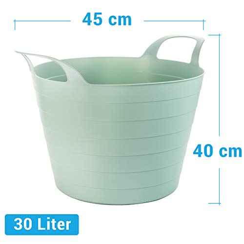 Flexi Wäschekorb 3er Set – Flexible Wäschewanne 30L aus Kunststoff – Robuster Wäschesammler mit Griffen – Universal Aufbewahrungskorb für Haushalt & Bad – Made in EU, 3 Farben