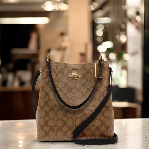 Amazon | [COACH] タウンバケットバッグ, カーキブラック。, One Size  