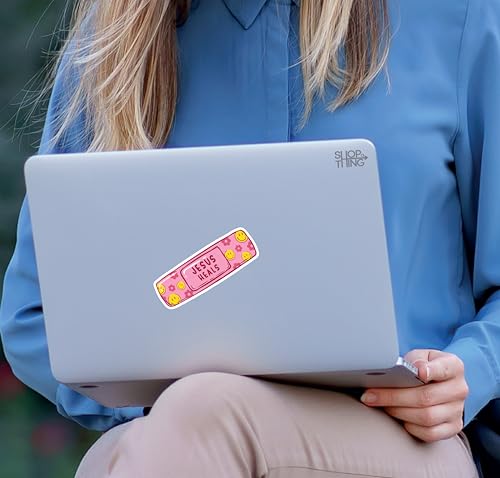 Image of SHOP A THING - Jesus Heals Sticker - Vinyl Jesus Heals Sticker for Car, Truck, & Van - Indoor and Outdoor Use for Laptop - Waterproof Decal for Helmet - Removable Decal for Book - SAT - 076