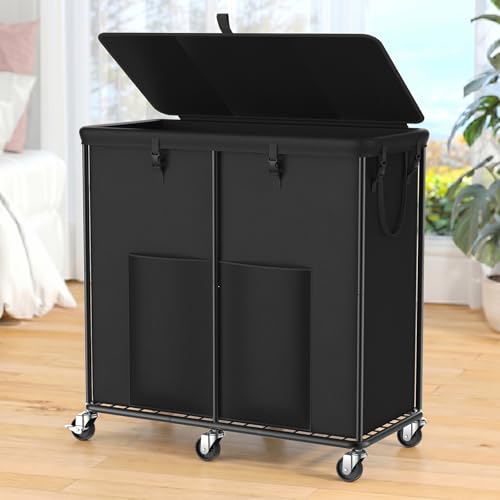 Image of 80 GAL Laundry Hamper with Lid, Rolling Laundry Basket with Wheels and Bag | Sturdy Metal Frame / Removable Bag with Handles / Large & Tall / Suitable for Bedroom, Laundry Room, Bathroom, Dorm