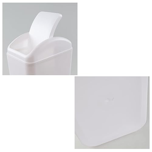 Miniatura 3 de Bote de basura de 3.5 galones con tapa abatible, cubo de basura de plástico, color blanco