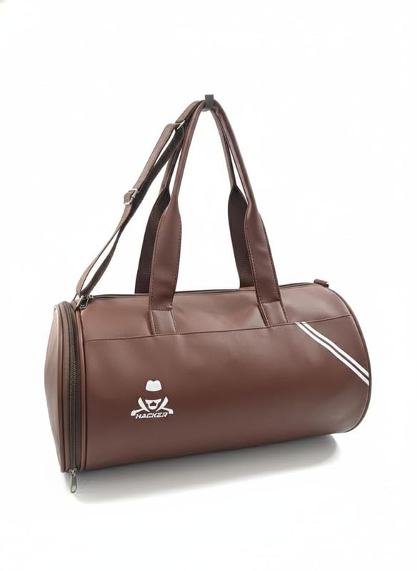 Image of Gym Bag for Men & Women | Duffel Bag for Travelling | Unisex Duffel Bag for Travel Adjustable for Shoes Towel Duffel Sports Bag Brown Color 30Ltr