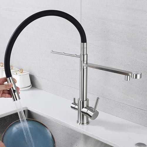 Mitigeur cuisine douche 3 voies avec double sortie d'eau et rotation complète - 3