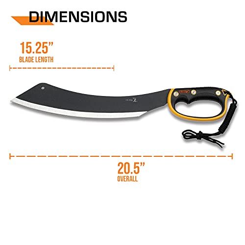 Elk Ridge - Outdoors Fixed Blade Machete - 20.5-in Overall, Black Stainless Steel Blade, Orange and Black Injection Molded Handle with Lanyard, Nylon Sheath, Camping, Hunting, Survival - ER-280, One Size