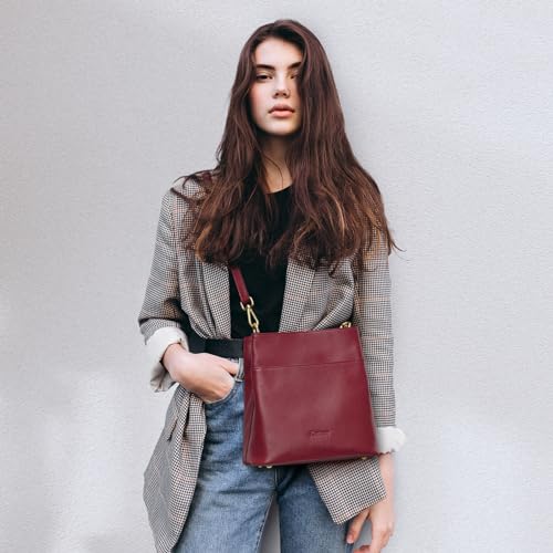 Image of Kattee Leather Handbags for Women 2026, Soft Shoulder Tote Crossbody Purses Bucket Bags with 2 Detachable Straps