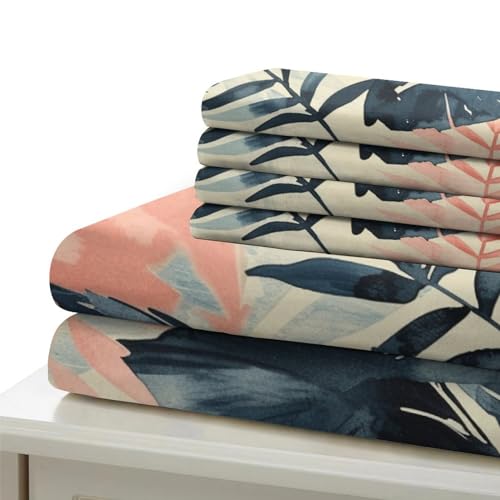 Linge de lit 3 pièces en microfibre ultra douce motif palmier 220x240