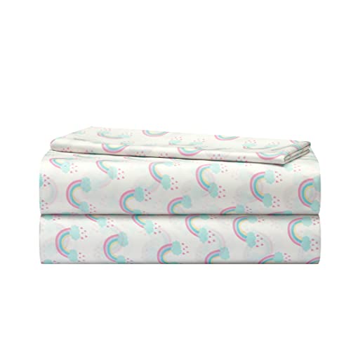 Recopilación de Sábanas para cama infantil . 48 Heritage Kids - Juego de sábanas Individuales de 3 Piezas, Estampado de arcoíris, Incluye sábana encimera, sábana Bajera y Funda de Almohada, Ropa de Cama de Microfibra Suave...