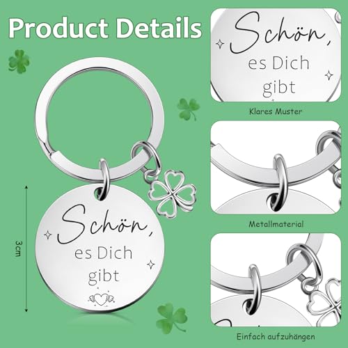 Sinmoe 3er Set Dankeschön Geschenke für Freund Kollegen inklusive 1 Spiral Notizbuch mit 1 Kugelschreiber und 1 Schlüsselanhänger Geburtstagsgeschenk für Freund Freundin Kollegen Schön es Dich gibt
