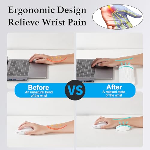 Keyboard Wrist Rest, EGOSKY Ergonomic Keyboard Pad with PU Leather and Memory Foam, Comfortable Computer Laptop Wrist Support, Keyboard Cushion for Typing Pain Relief (White) - Image 3