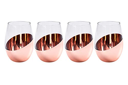 Lot de 4 verres à vin sans pied avec placage métallique (rose) Cover