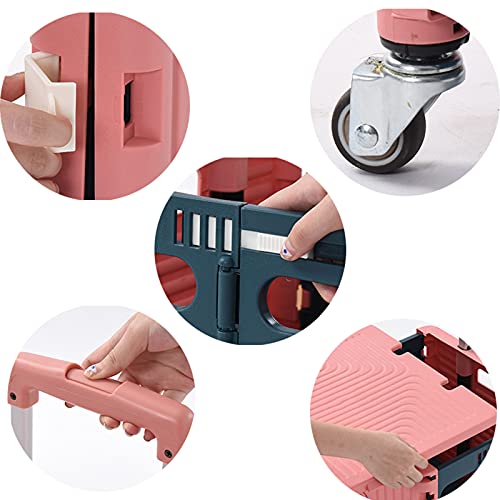 TTSLVS Einkaufstrolley Zusammenklappbar aus unempfindlichem Kunststoff mit Deckel & Aluminium Teleskop Griff 360° ohne… – Bild 4