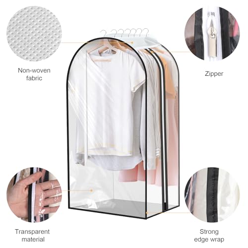 Garment Bags Garment Covers for Hanging Clothes, 10" Gusseted Clear Suit Bags for Clothes Storage, Garment Bag for Closet Storage, 40", 4-Pack4