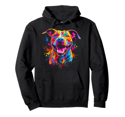 DoggoUnleashed Clothing Pitbull Dog Pop Art Pullover Hoodie - Unisex Kids, Black, Small