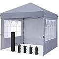 COOSHADE 8x8 Ft Pop up Canopy Tent Enclosed Instant Folding Canopy Shelter with Elegant Church Window Outdoor Pavilion Cater Party Wedding BBQ Events Tent(Grey)