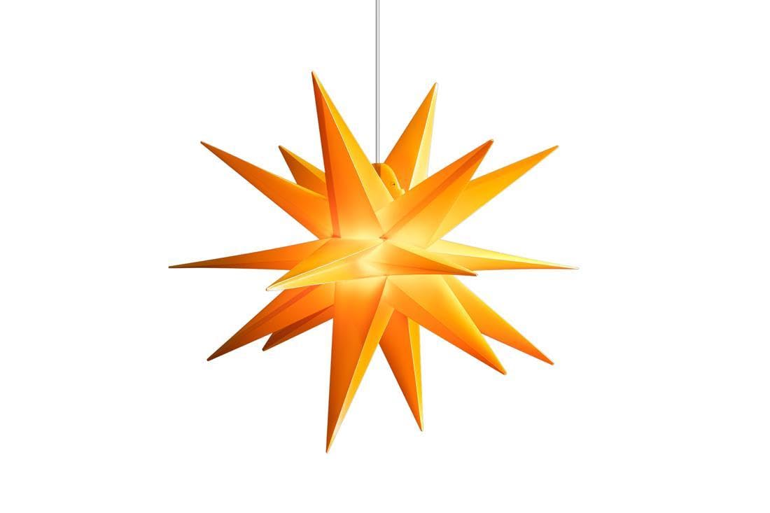 ZICOM LED Dekostern Weihnachtsstern Stern mit 18 Zacken wetterfest, gelb Ø 55cm Innen und Außen für Weihnachten, Hochzeiten, Party, Dekoration, Geschenkidee, 230V 50Hz, LxBxH 55x55x55cm