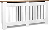 Blisswood Radiator Cover Vertical Pattern Slatted Radiator Covers MDF Wood Heating Covers Wood Top Shelf For Living Room Home Bedroom (White, Extra Large)